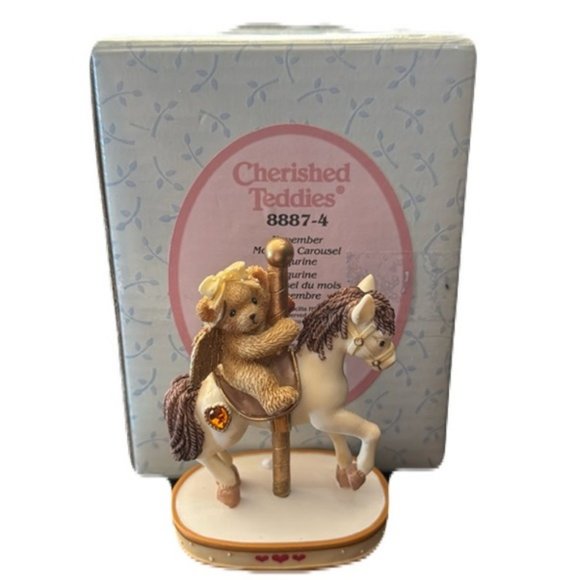 Cherished Teddies Other - VTG Cherished Teddies 8887-4 November Monthly Carousel Figurine 2000 Collectible